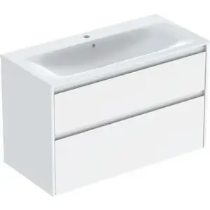 Imagine Set lavoar si mobilier Geberit Selnova Square cu doua sertare, 100x48x62 cm, alb lucios