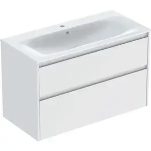 Imagine Set lavoar si mobilier Geberit Selnova Square cu doua sertare, 100x48x62 cm, alb mat