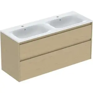 Imagine Set lavoar dublu si mobilier Geberit Selnova Square, 130x48x62, stejar natural
