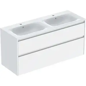 Imagine Set lavoar dublu si mobilier Geberit Selnova Square, 130x48x62, alb lucios