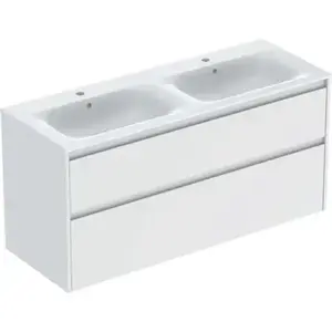 Imagine Set lavoar dublu si mobilier Geberit Selnova Square, 130x48x62, alb mat