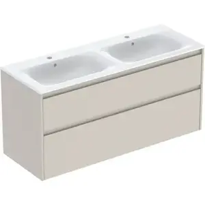 Imagine Set lavoar dublu si mobilier Geberit Selnova Square, 130x48x62, gri nisip mat