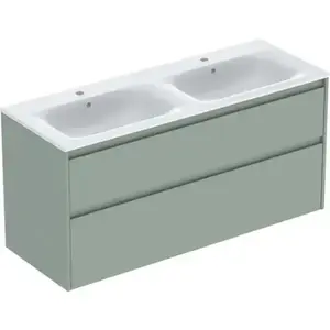 Imagine Set lavoar dublu si mobilier Geberit Selnova Square, 130x48x62, verde salvie mat