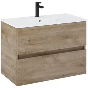 Imagine Set mobilier baie Roca Cube Unik 80 cm, stejar