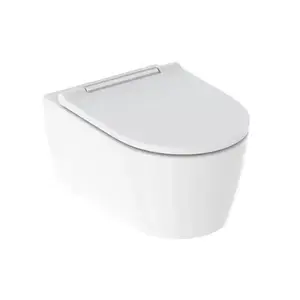Imagine Vas wc Geberit One cu capac soft-close suspendat fără margine cu spălare turbionară alb