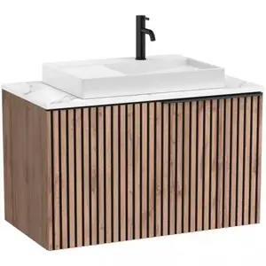 Imagine Set mobilier baie cu riflaj Roca Horizon 91x50xH56 cm, bej/alb