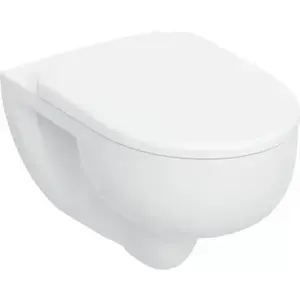 Imagine Vas wc Geberit Selnova cu capac soft-close agatat, fara margine, cu spalare turbionara, alb lucios