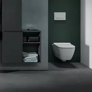 Imagine Vas wc suspendat, Rimfree, cu capac slim wrap over soft close Geberit Smyle Square
