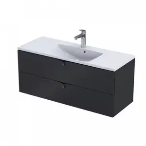 Imagine Set PROMO baza lavoar Oristo Siena negru mat si lavoar Amelia 120x45xH55 cm doua cuve