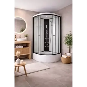 Imagine Cabina de dus completa, semirotunda, 80x80x215 cm