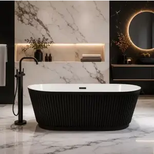 Imagine Cada baie freestanding Sanotechnik Tivoli, acril, 170 x 75 x 58 cm, negru