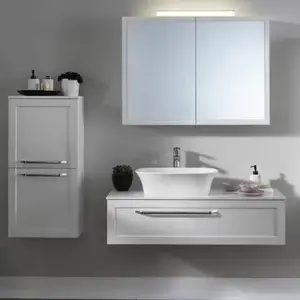Imagine Masca cu blat pentru lavoar, Kolpasan, Blanche, 110 cm, alb