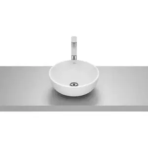Imagine Lavoar baie pe blat rotund, alb mat Roca Optica Ø35 cm