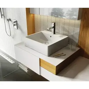 Imagine Lavoar Deante Temisto 50x50 cm patrat pe blat alb