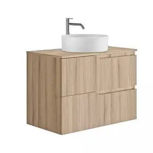 Imagine Set Mobilier suspendat Gala Canaletto 2 sertare 80 cm cu blat, finisaj lemn