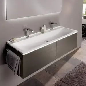 Imagine Dulap baza pentru lavoar suspendat Geberit Xeno2 gri 2 sertare 140 cm