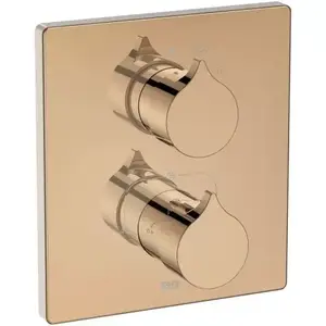 Imagine Baterie de dus Roca Insignia Rose Gold cu termostat auriu
