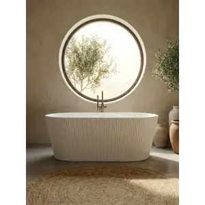 Imagine Cada freestanding 160x75 cm Coloana Taya Line, acril alb lucios