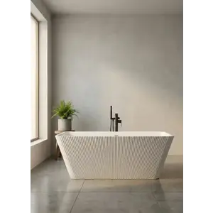 Imagine Cada freestanding 170x75 cm Coloana Sora Line, acril alb lucios