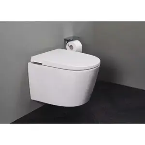 Imagine Vas wc cu capac soft-close suspendat rimless Roca Avant, cu functie de bideu alb lucios