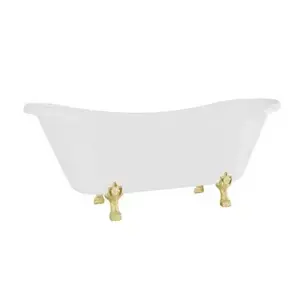 Imagine Cada freestanding Besco Amelia, 190x77 cm, cu picioare aurii si sifon cu preaplin