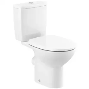 Imagine Set Vas WC Roca Victoria-N pe pardoseala cu rezervor aparent si capac, Rimless 35x66 cm evacuare verticala