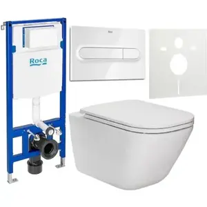 Imagine Set vas WC cu capac soft-close Roca Gap, Rezervor incastrat si clapeta Roca Duplo One, Garnitura de izolare fonica