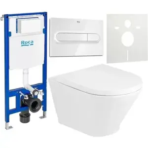 Imagine Set Vas WC cu capac soft-close Roca Gap Round, Rezervor Incastrat si clapeta Roca Duplo One, Garnitura Izolare Fonica