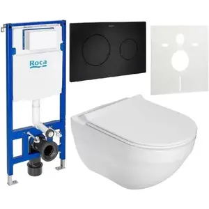 Imagine Set vas WC Roca Hebe, Rezervor Incastrat si Clapeta Roca Duplo One, Garnitura de Izolare Fonica