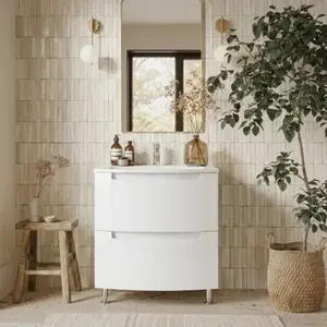 Imagine Set mobilier 70 cm Headway pe pardoseala cu lavoar ceramic