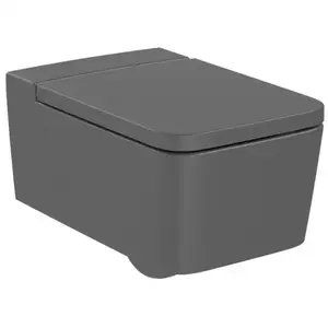 Imagine Vas WC suspendat Roca Inspira Square Rimless 56x37 cm evacuare orizontala, antracit
