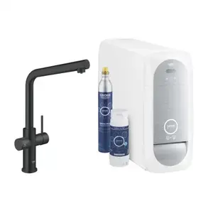 Imagine Baterie bucatarie cu pipa tip L Starter Kit Grohe Blue Home negru mat