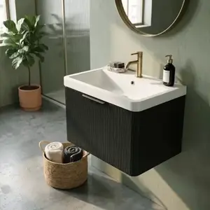 Imagine Set mobilier cu lavoar suspendat Frost 50 cm, negru