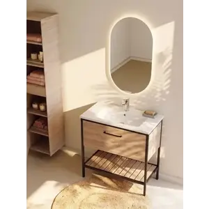 Imagine Set mobilier si lavoar pe pardoseala Loft Scandi Seville, 65 cm, Design Nordic