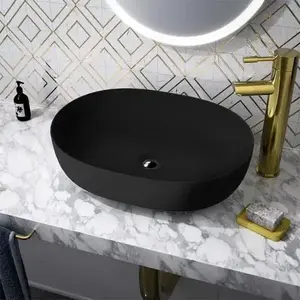 Imagine Lavoar pe blat Spectrum, Basta Black, oval, negru mat