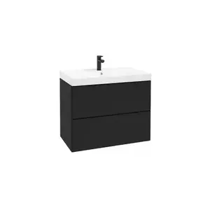 Imagine Dulap suspendat pentru lavoar negru mat Defra MO-RE 80 cm