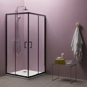 Imagine Cabina de dus, Kolpasan, Eco Quat, patrata, 90 x 90 cm, profil negru