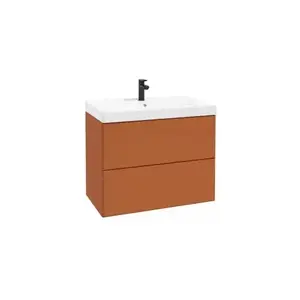 Imagine Dulap soft-close, suspendat pentru lavoar maro mat Defra MO-RE 80 cm
