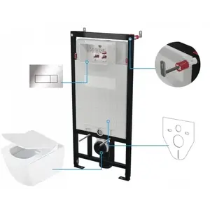 Imagine Set vas WC suspendat Deante Anemon cu cadru, rezervor ascuns, clapeta crom si capac soft-close