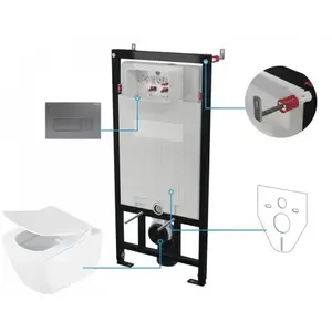 Imagine Set vas WC suspendat Deante Anemon cu cadru, rezervor ascuns, clapeta titan si capac soft-close