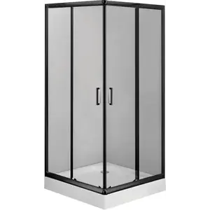 Imagine Set PROMO cabina dus Deante Funkia cu cadita 80x80cm, negru mat