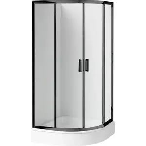Imagine Set PROMO cabina dus semirotunda Deante Funkia cu cadita 90x90cm, negru mat