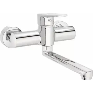 Imagine Baterie lavoar Deante Tubo 24, 5cm, cu montaj pe perete, crom lucios