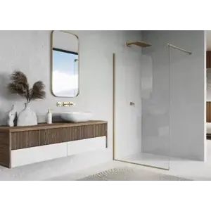 Imagine Paravan de dus Walk-in auriu periat SanSwiss Easy STR4P 90x200 cm