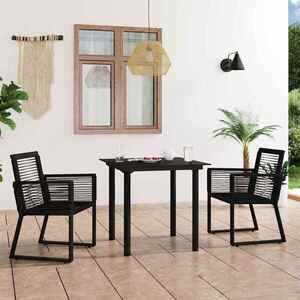 Imagine vidaXL Set mobilier de exterior, 3 piese, negru, ratan PVC