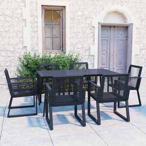 Imagine vidaXL Set mobilier de exterior, 7 piese, negru, ratan PVC