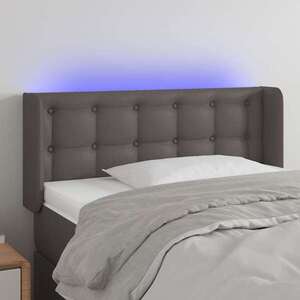 Imagine vidaXL Tăblie de pat cu LED, gri, 83x16x78/88 cm, piele ecologică