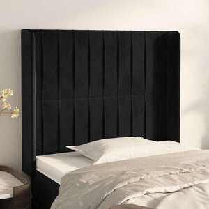 Imagine vidaXL Tăblie de pat cu aripioare, negru, 83x16x118/128 cm, catifea