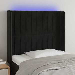 Imagine vidaXL Tăblie de pat cu LED, negru, 83x16x118/128 cm, catifea