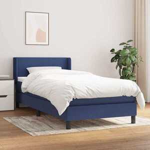 Imagine vidaXL Pat cu saltea, albastru, 90x190 cm, textil